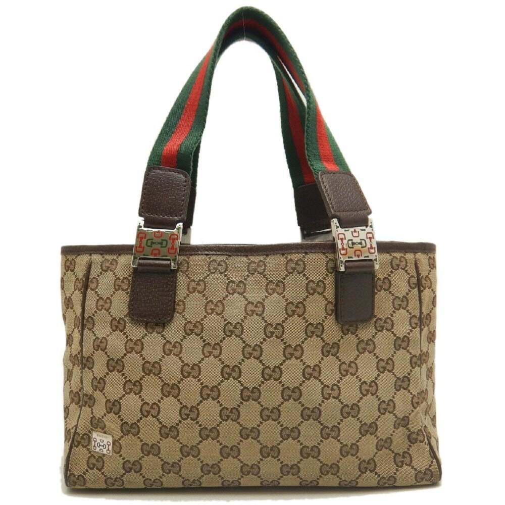 GUCCI Sherry Line 105810 Handbag GG Canvas x Leather Beige Women's 253780 - Picture 2 of 16